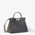 FENDI Peekaboo ISeeU Small Multicolored gray Selleria bag with 556 hand-sewn topstitches - Image 3